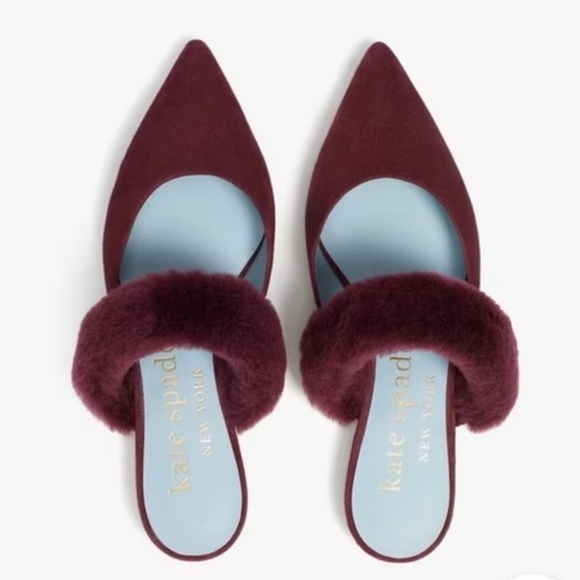 Kate Spade NWT Marielle Mules Suede NIB in Grenache Color Women’s Size 6B - Picture 16 of 16